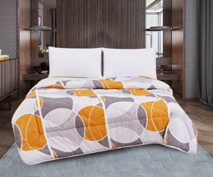 Edredón reversible gris y naranja