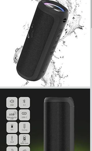 Altavoz Bluetooth Portátil Negro 15W
