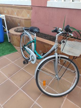 Bicicleta Paseo Mujer Plata/Verde
