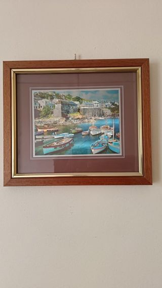 Quadro con cornice in legno e oro
