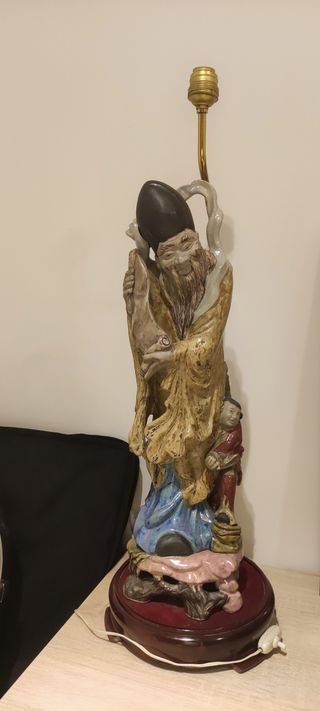 Lámpara porcelana china antigua figura