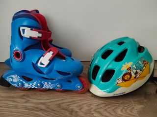 Patines en línea ajustables, casco y bolsa