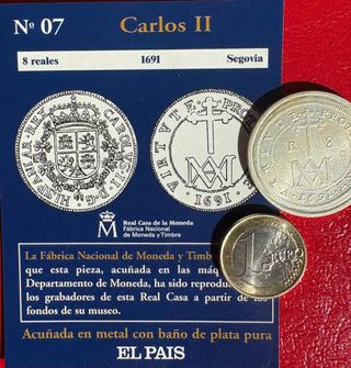 Moneda Carlos II Reproducción baño PLATA pura