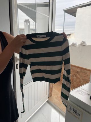 Jersey Zara rayas verde y blanco