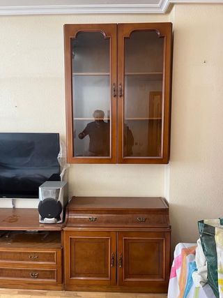 Conjunto Muebles Salón Madera Oscura