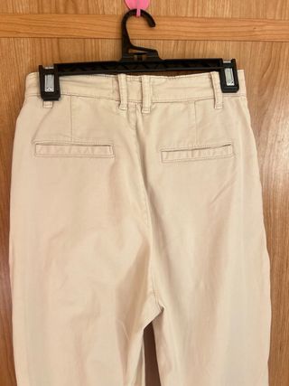 Pantalón Chino Ancho Talle Alto Beige