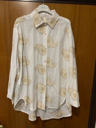 Camicia donna cotone ricami tg. 52/54 nuova