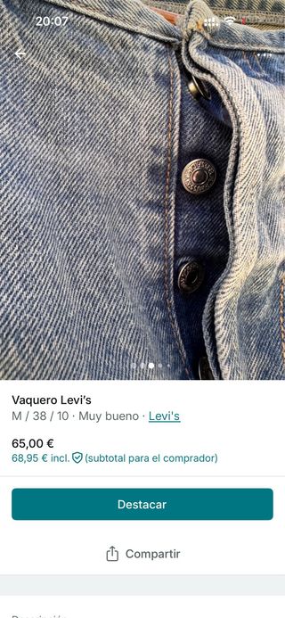Vaquero Levi's Roto Talla M