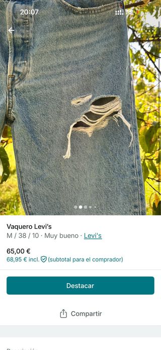 Vaquero Levi's Roto Talla M