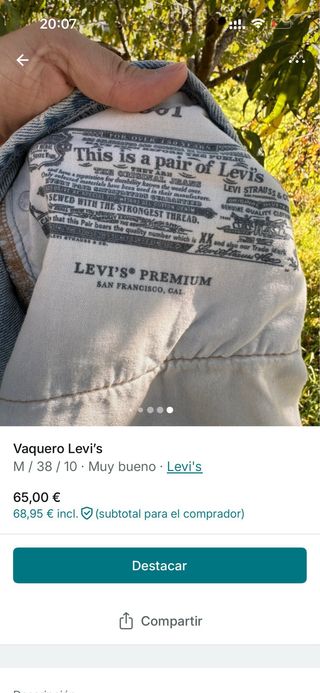 Vaquero Levi's Roto Talla M