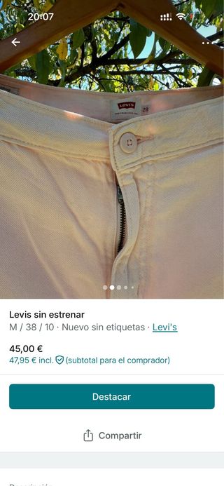Pantalones Levi's flojos rosa muy claro talla M