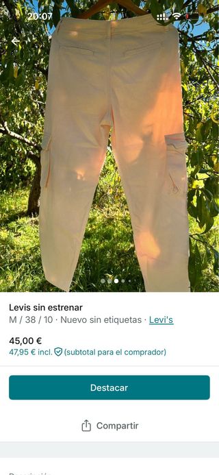Pantalones Levi's flojos rosa muy claro talla M
