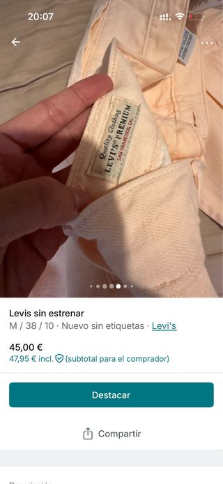 Pantalones Levi's flojos rosa muy claro talla M