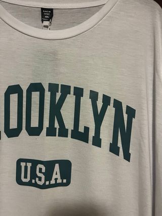 Camiseta Brooklyn USA Blanca Manga Corta
