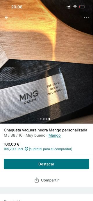 Chaqueta vaquera negra PERSONALIZADAZA Rock Mango