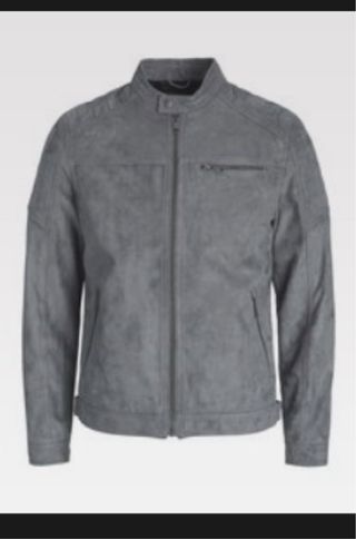 Chaqueta de gamuza sintética gris