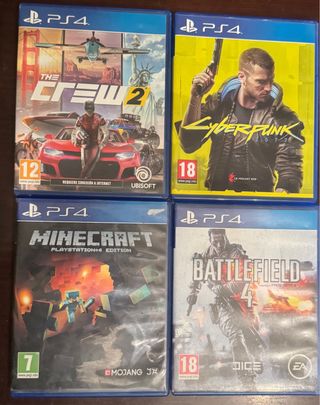 Pack 4 Juegos PS4: Cyberpunk, Minecraft, The Crew