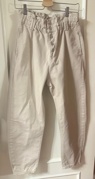 Pantalón Zara Tiro Alto color arena T.38/M
