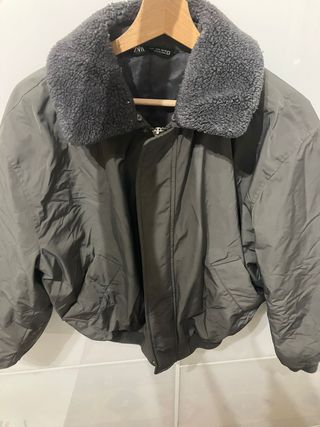 Abrigo Bomber Gris Zara Talla s