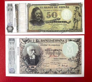 2 Billetes 50 Pesetas Facsímil El Banco de España
