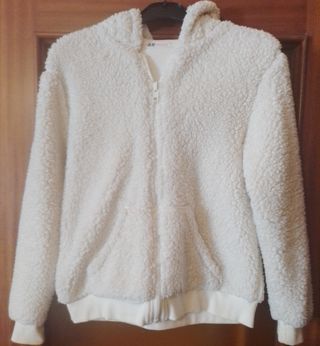 Chaqueta H&M blanca polar con cremallera