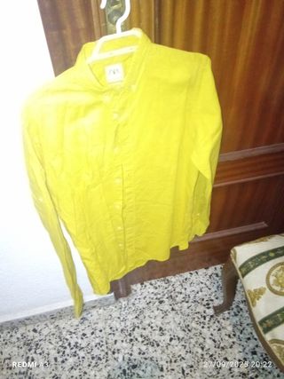 Camisa Zara Lino Amarilla
