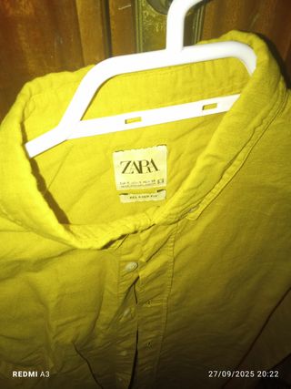 Camisa Zara Lino Amarilla