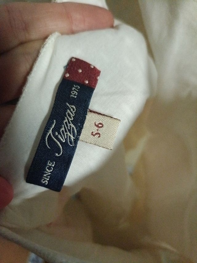 Vestido fiesta niña rosa y blanco talla 5/6 tizzas