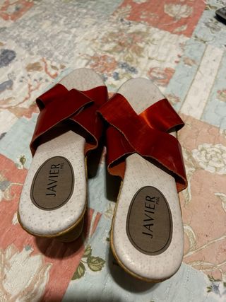 Sandalias Javier Piel Rojas