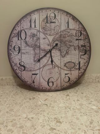 Reloj de Pared Vintage Mapa del Mundo
