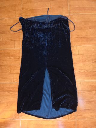 Vestido Terciopelo Azul Talla S Maurizio Mykonos