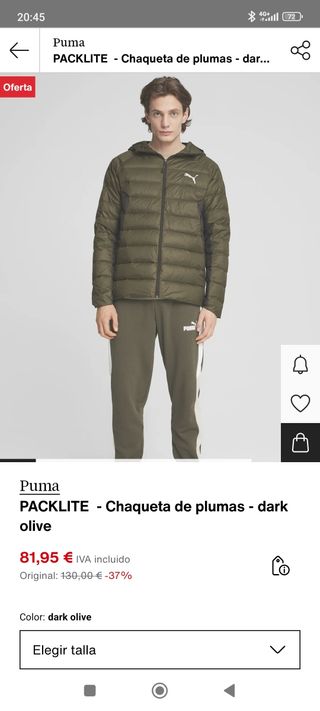 Chaqueta Puma PACKLITE Plumas Verde Oliva