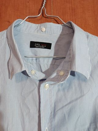 Camisa Zara Rayas Azul Talla M