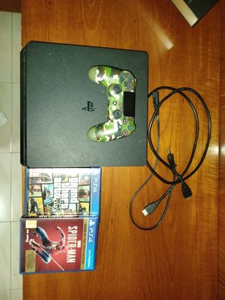 PS4 Slim 1TB + Mando Camuflaje + Juegos