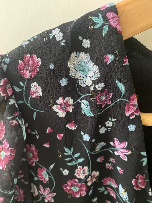 Vestido Springfield flores negro talla L