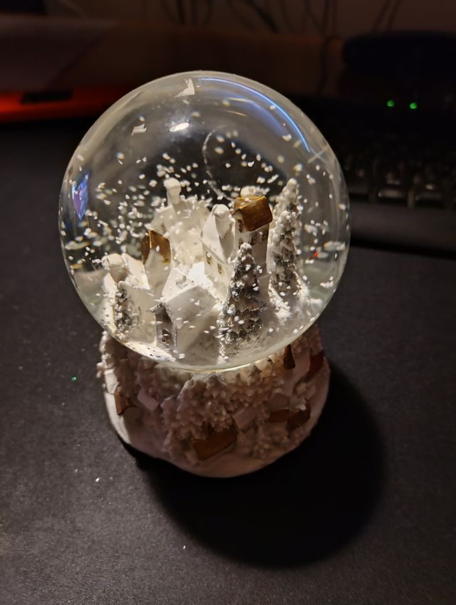 Globo Neve Natalizio Carillon Oro Bianco