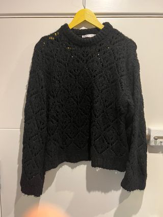 Jersey Zara negro calado punto