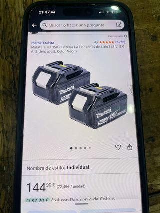 Baterías nuevas Makita 18V 5.0Ah y 4.0Ah