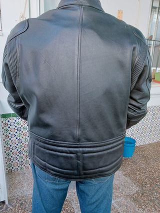 Chaqueta moto de piel con protecciones talla 5xl