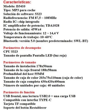 Radio Coche BQCC MP3 USB Bluetooth