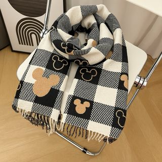 Sciarpa Disney Topolino a quadri beige/nero/grigio