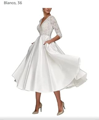 Vestido Novia Civil Blanco Talla 36