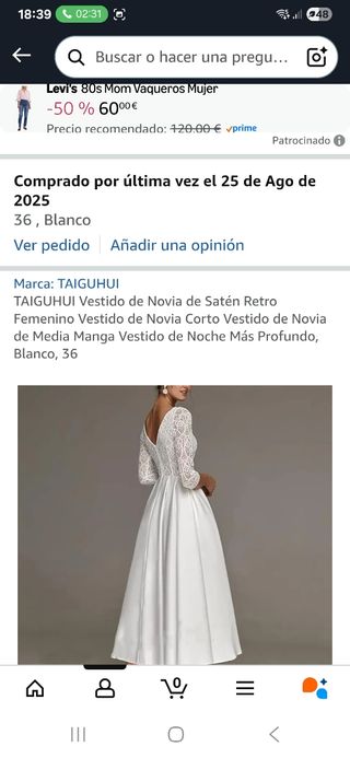 Vestido Novia Civil Blanco Talla 36