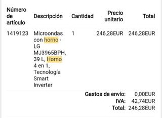 Horno microondas convección