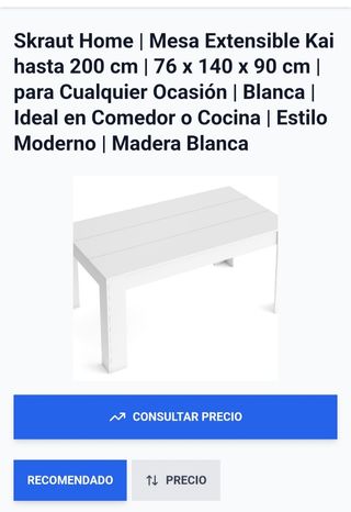 Mesa extensible de madera