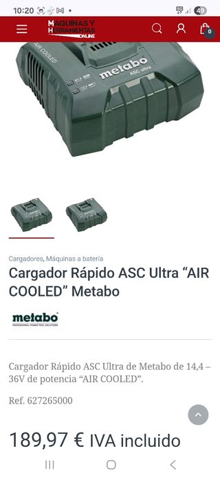 Cargador Metabo ASC Ultra 14,4-36V