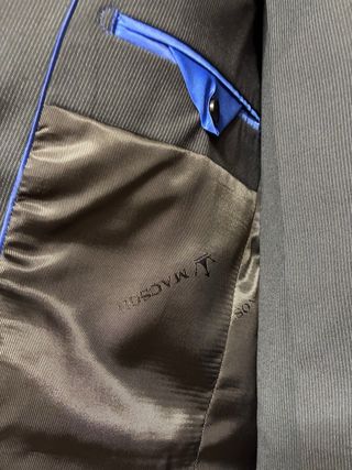 Traje Macson gris oscuro rayas