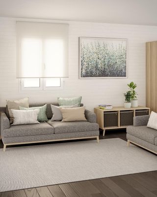 Alfombra interior/exterior beige y gris