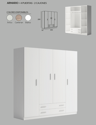 Armario 4 puertas blanco