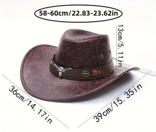 Sombrero Vaquero Cuero Sintético Marrón